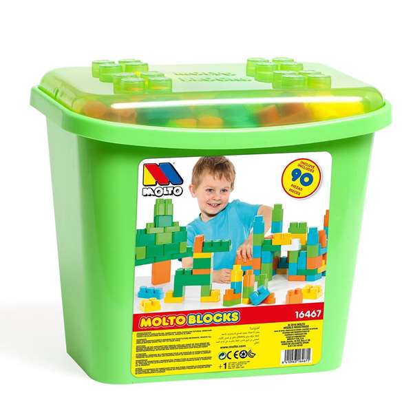 Molto 12471 - Jeu de construction en seau 90 pièces, adapté de 1 à 99 ans (plastique, instructions en espagnol et anglais) Molto 12471 - Jeu de construction en seau 90 pièces, adapté de 1 à 99 ans (plastique, instructions en espagnol et anglais)
