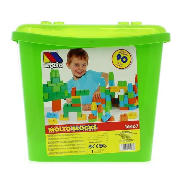 Molto 12471 - Jeu de construction en seau 90 pièces, adapté de 1 à 99 ans (plastique, instructions en espagnol et anglais) Molto 12471 - Jeu de construction en seau 90 pièces, adapté de 1 à 99 ans (plastique, instructions en espagnol et anglais)
