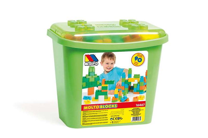 Molto 12471 - Jeu de construction en seau 90 pièces, adapté de 1 à 99 ans (plastique, instructions en espagnol et anglais) Molto 12471 - Jeu de construction en seau 90 pièces, adapté de 1 à 99 ans (plastique, instructions en espagnol et anglais)