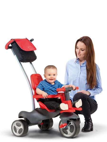 Molto Triciclo Urban Trike RGOMA+CINT+BOLSA rouge avec canne, ceinture, sac et roue en caoutchouc 98 cm