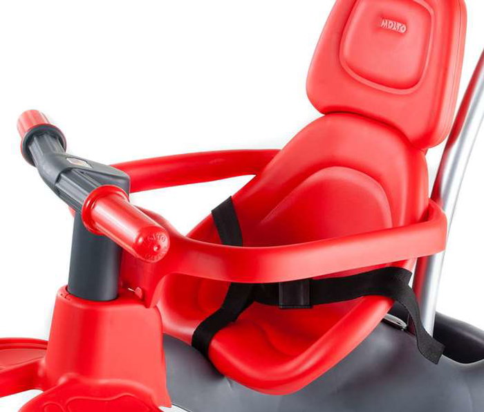 Molto Triciclo Urban Trike RGOMA+CINT+BOLSA rouge avec canne, ceinture, sac et roue en caoutchouc 98 cm
