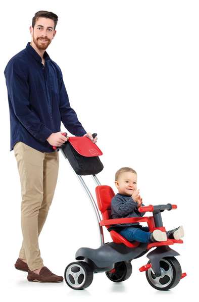 Molto Triciclo Urban Trike RGOMA+CINT+BOLSA rouge avec canne, ceinture, sac et roue en caoutchouc 98 cm