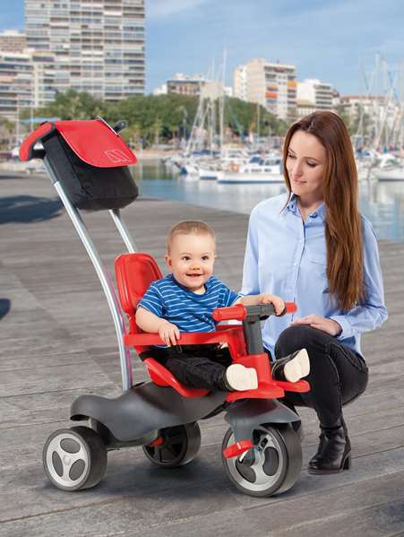 Molto Triciclo Urban Trike RGOMA+CINT+BOLSA rouge avec canne, ceinture, sac et roue en caoutchouc 98 cm