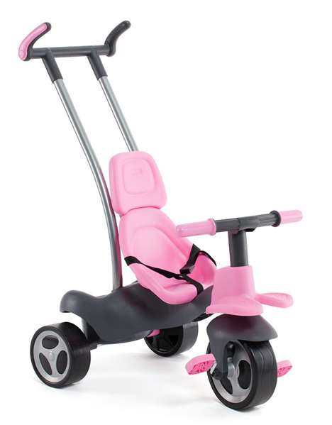 Molto - Tricycle Urban Trike Rosa 98 cm avec canne, ceinture, sac et roues en gomme - pour enfants et adultes