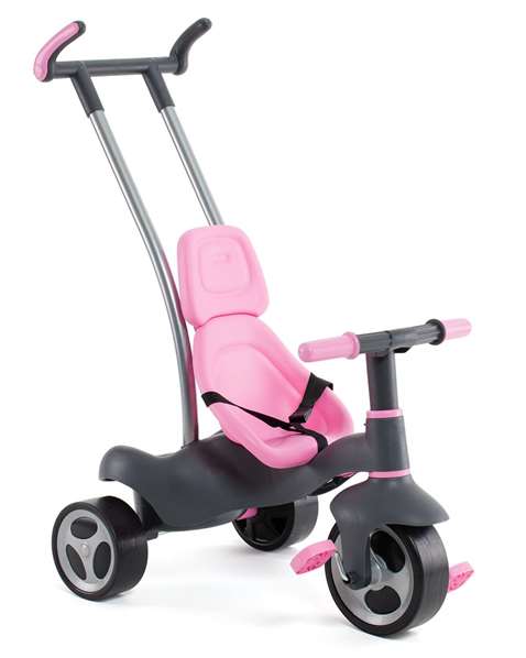 Molto - Tricycle Urban Trike Rosa 98 cm avec canne, ceinture, sac et roues en gomme - pour enfants et adultes