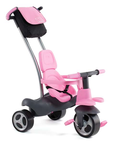 Molto - Tricycle Urban Trike Rosa 98 cm avec canne, ceinture, sac et roues en gomme - pour enfants et adultes