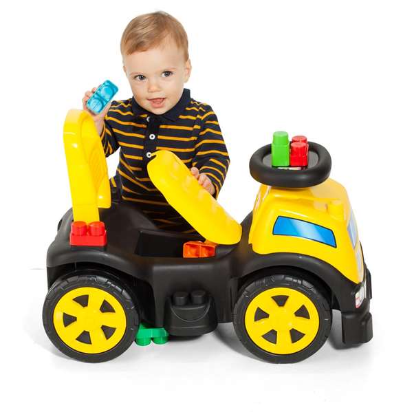Molto Camion Démarreur à Pousser avec 10 Blocs de Construction en Plastique, Jouet d'Éveil pour Enfant de 18 Mois et Plus, 89 cm