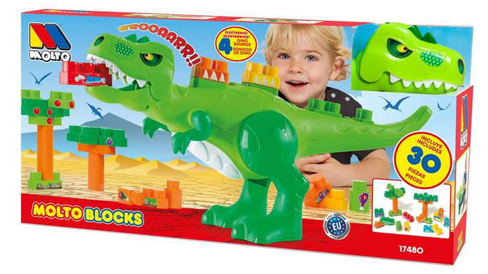 Molto - Jeu de Construction Dinosaure avec Sons Électroniques - 30 Pièces - Boîte et Instructions en Espagnol/Anglais