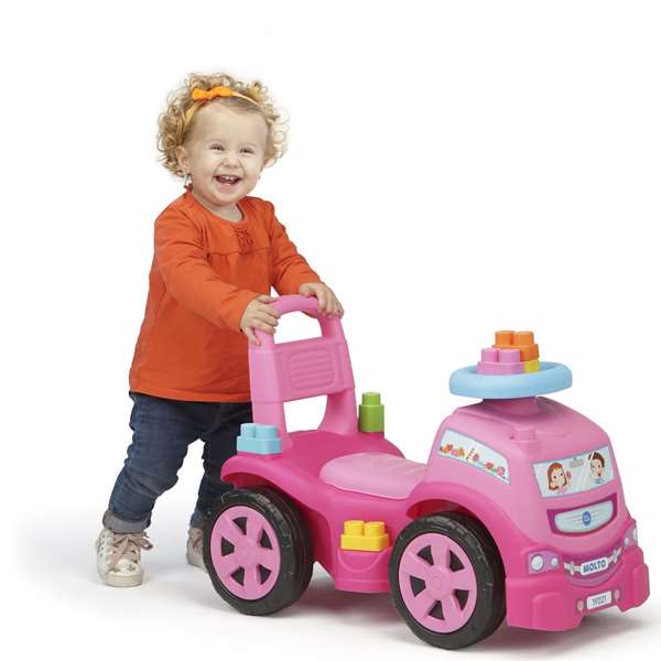 Molto - Correpasillos Camion Rose avec 10 Blocks - 89 cms - Porteur en Plastique pour Enfant de 18 Mois et Plus