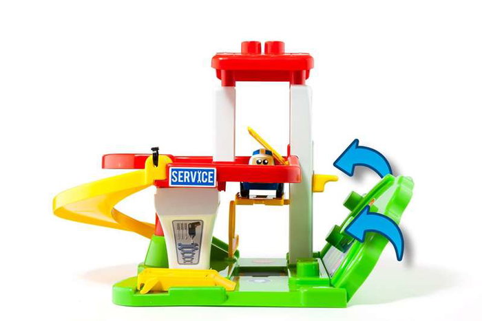 Molto - Jeu de construction Station de pompiers avec camion électronique, lumière et son - 53x31x31 cm - Espagnol/Anglais