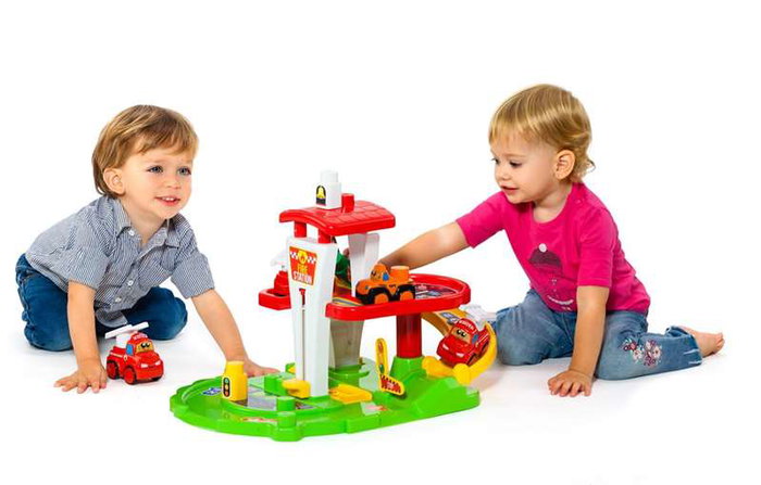 Molto - Jeu de construction Station de pompiers avec camion électronique, lumière et son - 53x31x31 cm - Espagnol/Anglais