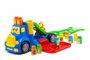 Molto - Camion porteur 82 cm avec 1 voiture et 10 blocs de construction - Jeu d'éveil son et lumière pour enfants 1 an et plus