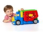 Molto - Camion porteur 82 cm avec 1 voiture et 10 blocs de construction - Jeu d'éveil son et lumière pour enfants 1 an et plus