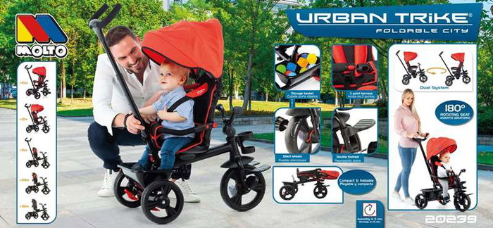 Molto Triciclo Urban Trike Basic 99 cm - Tricycle pour enfants et adultes avec double frein et roue libre en métal et plastique Molto Triciclo Urban Trike Basic 99 cm - Tricycle pour enfants et adultes avec double frein et roue libre en métal et plastique