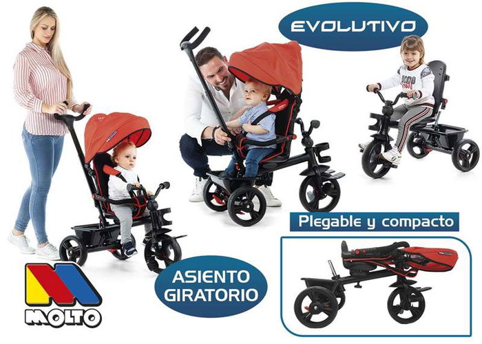 Molto Triciclo Urban Trike Basic 99 cm - Tricycle pour enfants et adultes avec double frein et roue libre en métal et plastique Molto Triciclo Urban Trike Basic 99 cm - Tricycle pour enfants et adultes avec double frein et roue libre en métal et plastique