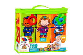 Molto - Sac de cubes d'apprentissage en tissu 6 pièces - Jeu éducatif pour enfants de 1 an et plus - Espagnol, Anglais