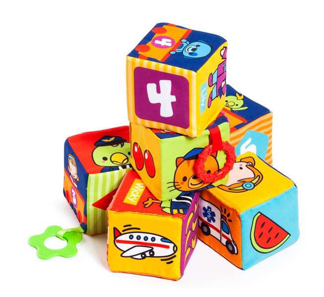Molto - Sac de cubes d'apprentissage en tissu 6 pièces - Jeu éducatif pour enfants de 1 an et plus - Espagnol, Anglais