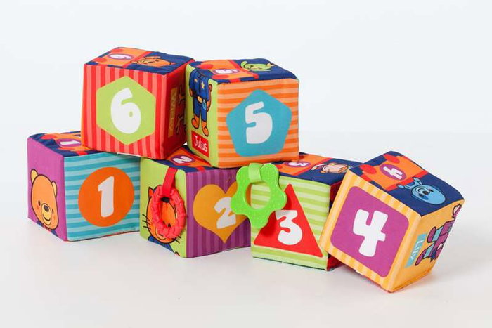 Molto - Sac de cubes d'apprentissage en tissu 6 pièces - Jeu éducatif pour enfants de 1 an et plus - Espagnol, Anglais