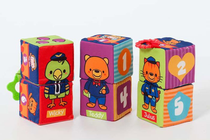 Molto - Sac de cubes d'apprentissage en tissu 6 pièces - Jeu éducatif pour enfants de 1 an et plus - Espagnol, Anglais