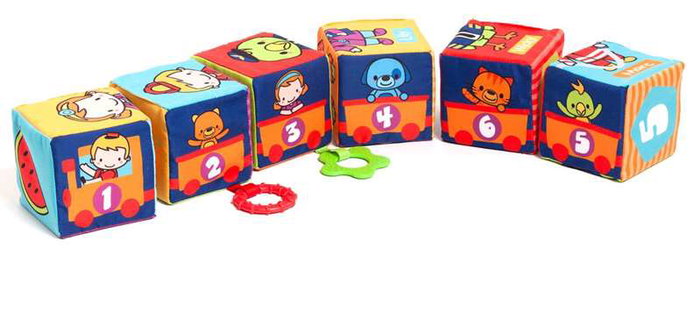 Molto - Sac de cubes d'apprentissage en tissu 6 pièces - Jeu éducatif pour enfants de 1 an et plus - Espagnol, Anglais