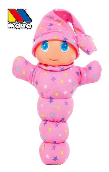 Molto - Peluche lumineuse Gusy avec lumière 28 cm - Peluche interactive pour enfants, fonctionne sur pile AA incluse - Couleurs disponibles : Bleu, Rose, Vert