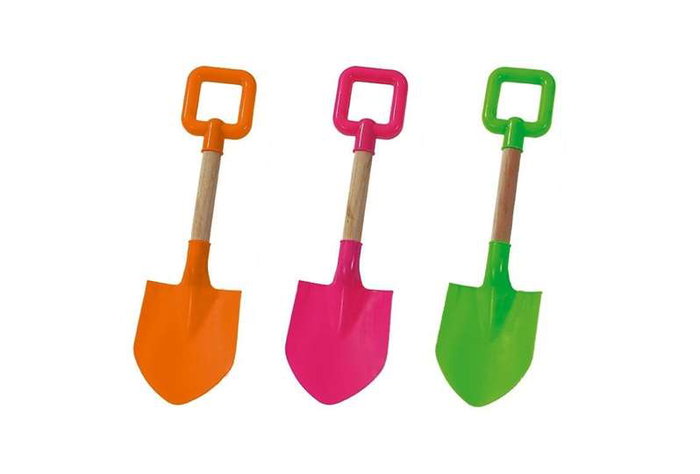 AVC - Pala playa mango madera 35 cm - Pelle de plage avec manche en bois de 35 cm - Design envoyé aléatoirement - Âge minimum 10 mois