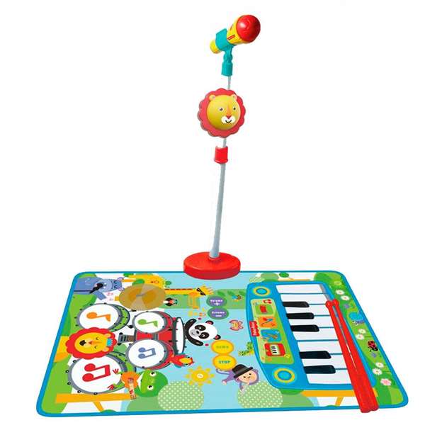 Fisher Price Tapis de jeu batterie et piano avec micro pied et baguettes - Jeu musical pour enfants 3 ans et plus Fisher Price Tapis de jeu batterie et piano avec micro pied et baguettes - Jeu musical pour enfants 3 ans et plus