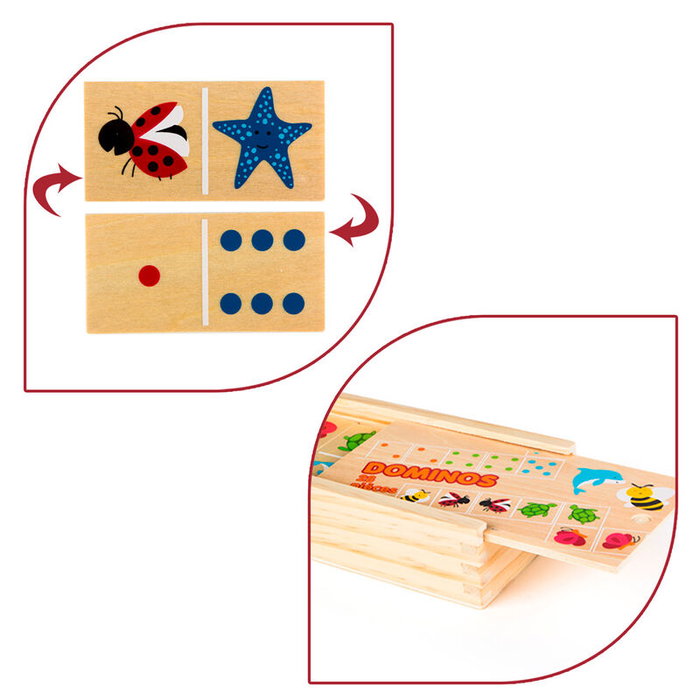 Woomax Domino Animaux en Bois 28 pièces