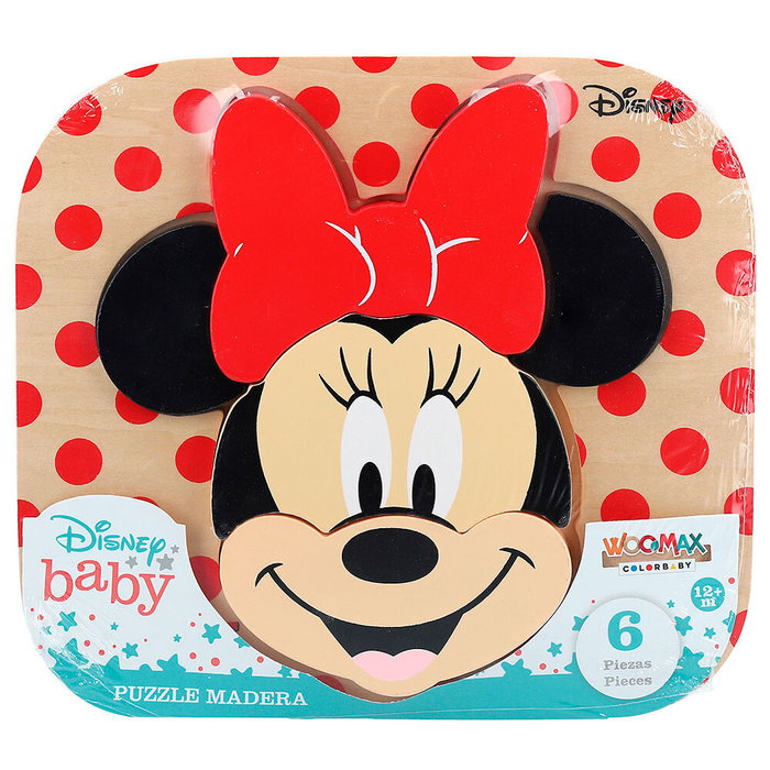 WOOMAX Puzzle en bois Minnie Disney - 6 pièces - Dimensions 22x20 cm - Pour enfants à partir de 12 mois