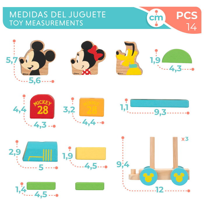 WOOMAX - Train en bois bébé Disney avec 14 pièces - Jouet éducatif pour enfant dès 18 mois WOOMAX - Train en bois bébé Disney avec 14 pièces - Jouet éducatif pour enfant dès 18 mois