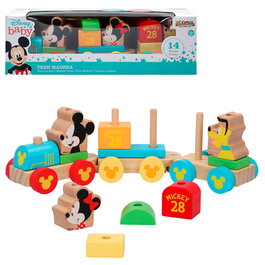 WOOMAX - Train en bois bébé Disney avec 14 pièces - Jouet éducatif pour enfant dès 18 mois
