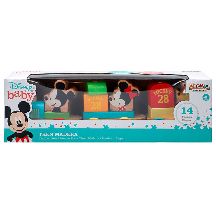 WOOMAX - Train en bois bébé Disney avec 14 pièces - Jouet éducatif pour enfant dès 18 mois WOOMAX - Train en bois bébé Disney avec 14 pièces - Jouet éducatif pour enfant dès 18 mois