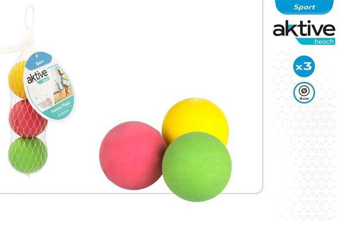 Color Baby 3 balles en caoutchouc massif 47 mm pour raquettes de plage, pour enfants à partir de 3 ans