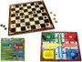Rama Jeu de société en bois - Tablier de Dames et de Petits Chevaux (Parchis) 4 en 1 avec accessoires - 40.5 x 40.5 x 1.2 cm