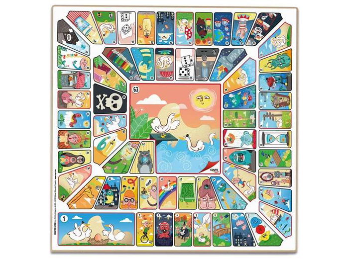 Cayro - Jeu de société double - Tablero Parchis et Oca en bois 33x33 cm avec accessoires pour enfants - Jeu de plateau