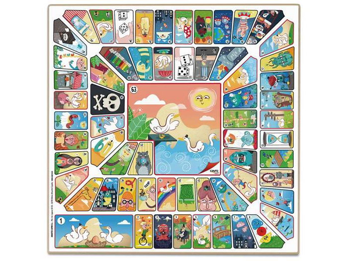 Cayro Tablero parchis 4 y oca - Jeu de société de plateau en bois 40x40 cm - Jeu du Parchís et Jeu de l'oie - Langues: espagnol, anglais, français, italien, portugais, allemand
