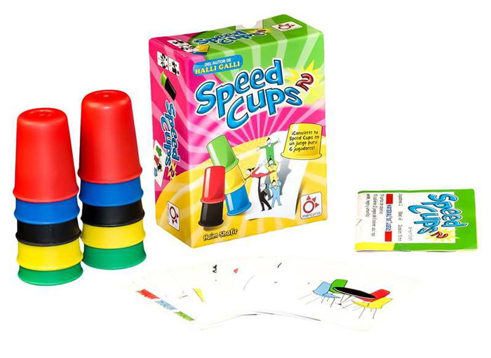 Mercurio - Jeu Speed Cups 2 Version Extrême en Espagnol - Jeu de Société pour Enfants dès 6 ans avec 19 Cartes et 10 Goblets