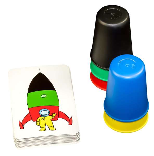 Mercurio - Jeu Speed Cups 2 Version Extrême en Espagnol - Jeu de Société pour Enfants dès 6 ans avec 19 Cartes et 10 Goblets