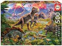 Educa - Puzzle 500 pièces Rencontre de Dinosaures - Langues: espagnol et anglais