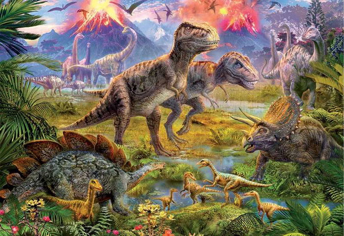 Educa - Puzzle 500 pièces Rencontre de Dinosaures - Langues: espagnol et anglais
