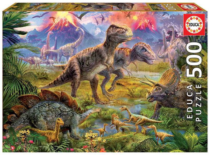 Educa - Puzzle 500 pièces Rencontre de Dinosaures - Langues: espagnol et anglais