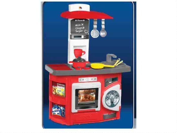 Molto - Cuisine jouet rouge 81 cm avec 12 accessoires pour enfants, sans pile - Plastique