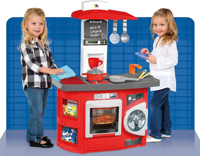 Molto - Cuisine jouet rouge 81 cm avec 12 accessoires pour enfants, sans pile - Plastique