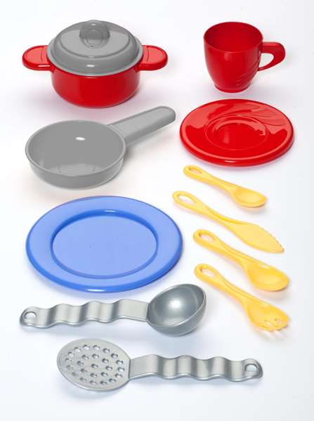 Molto - Cuisine jouet rouge 81 cm avec 12 accessoires pour enfants, sans pile - Plastique