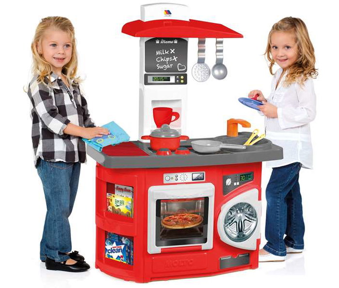 Molto - Cuisine jouet rouge 81 cm avec 12 accessoires pour enfants, sans pile - Plastique