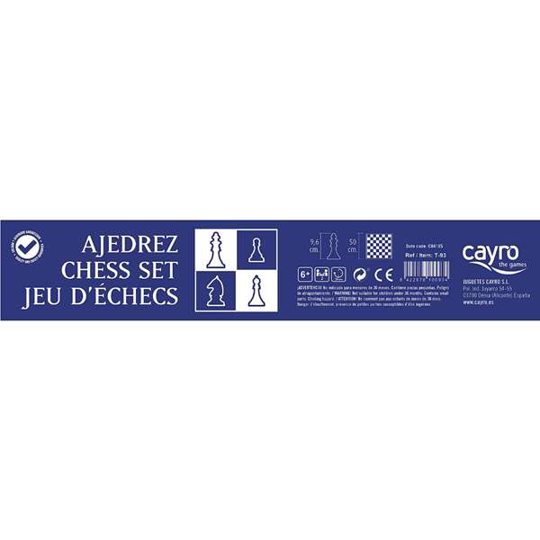 Cayro Jeu d'échecs scolaire en sac avec fermeture éclair 50x50 cm Plateau néoprène Pièces en plastique Cayro Jeu d'échecs scolaire en sac avec fermeture éclair 50x50 cm Plateau néoprène Pièces en plastique