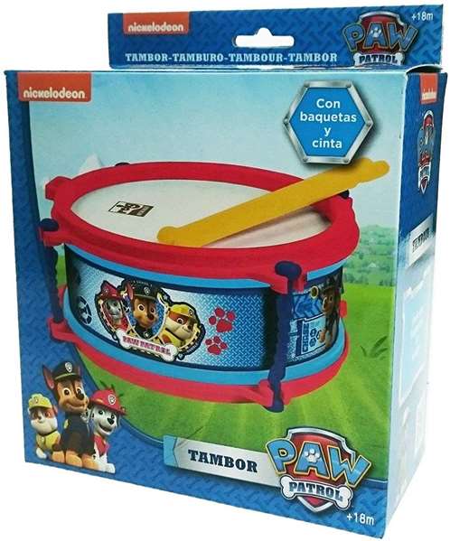 Paw Patrol - Tambour pour enfant 8.5x19x19 cm en plastique - Jouet pour bébé dès 18 mois