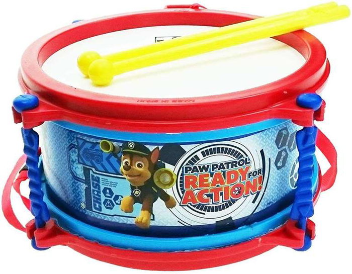 Paw Patrol - Tambour pour enfant 8.5x19x19 cm en plastique - Jouet pour bébé dès 18 mois
