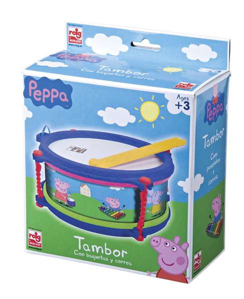 Reig Tambour Peppa Pig avec étui de transport - Jouet enfant 3 ans - Dimensions 8.50x19x19 cm