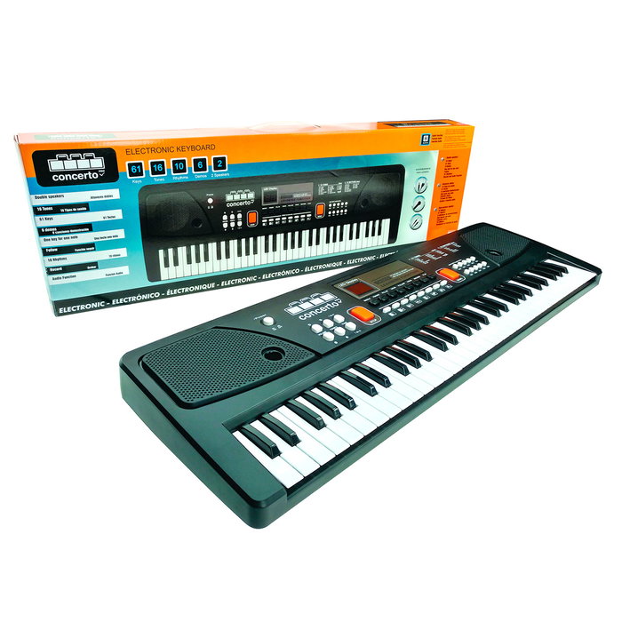 REIG - Orgue électronique 61 touches avec microphone - 16 types de sons, 6 démos, 10 rythmes, fonction enregistrement